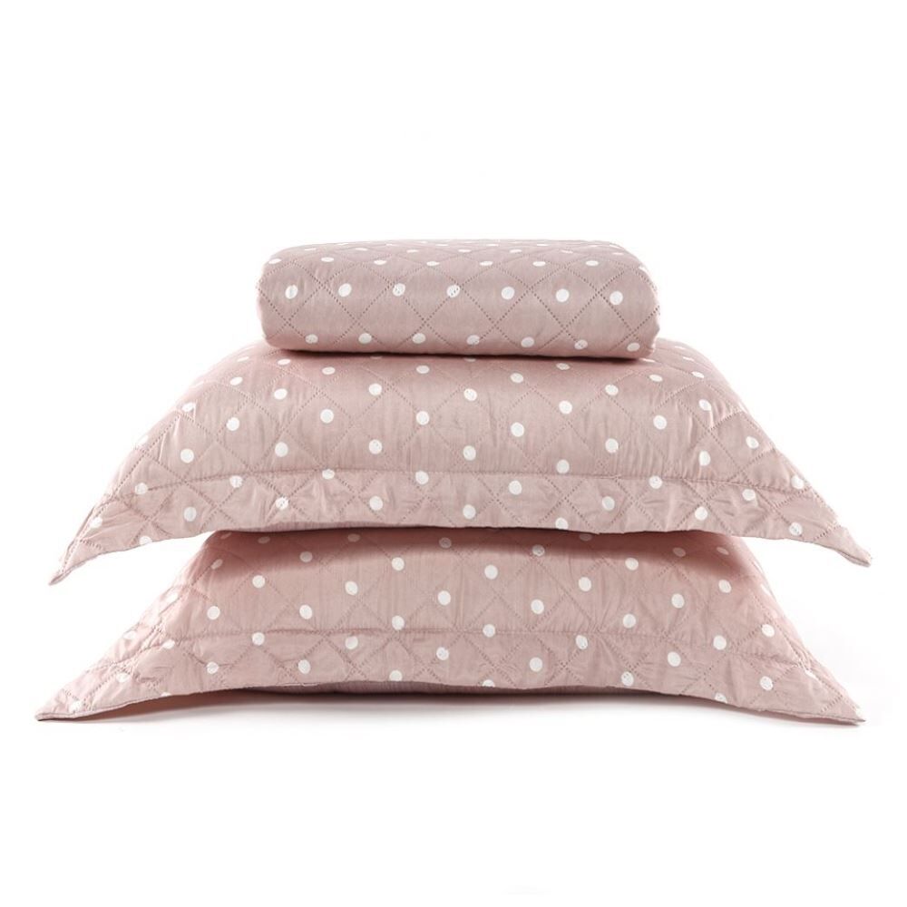 Kit Colcha Casal Poá Versalhes/Napoli Havan Casa 3 pçs - Rosa Pálido