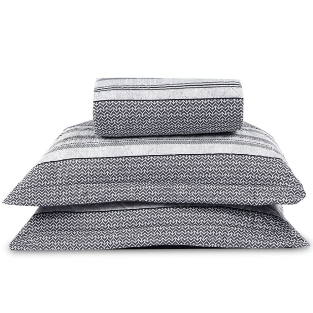 Kit Colcha Casal Versalhes/Napoli Estampada Havan Casa 3 Peças - Geo Cinza