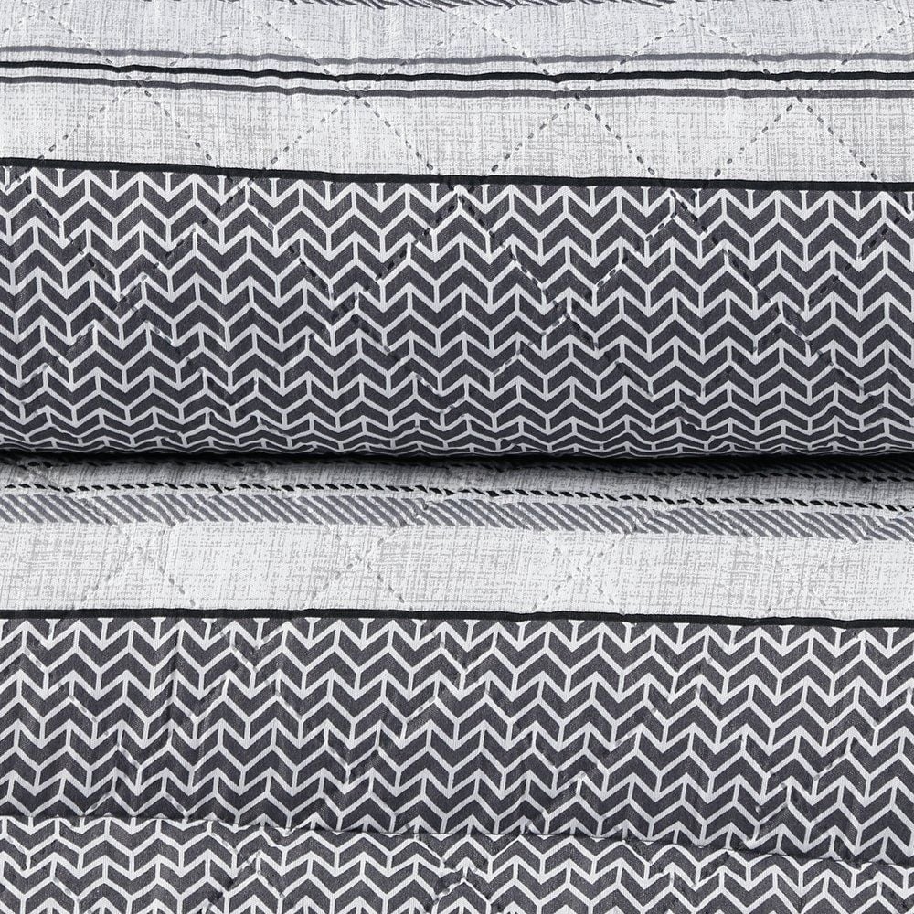 Kit Colcha Casal Versalhes/Napoli Estampada Havan Casa 3 Peças - Geo Cinza