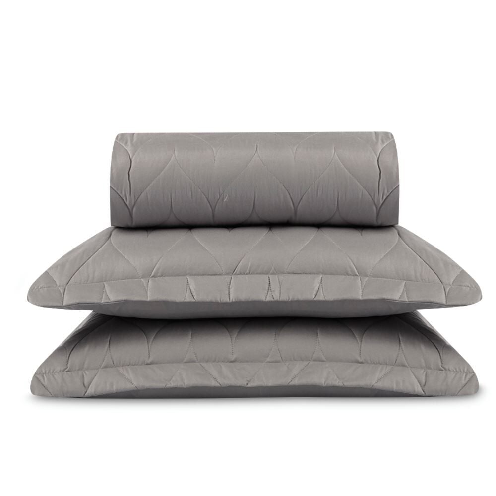 Kit Colcha King 2,60X2,80M 3 Peças Buona Fortuna - Cinza