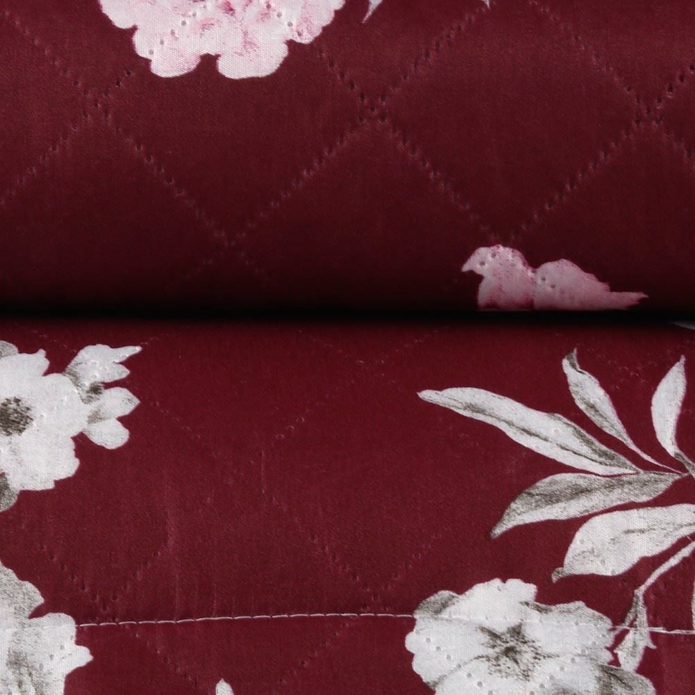 Kit Colcha King Estampada Versalhes/Napoli Havan Casa 3 Peças - Floral Vinho