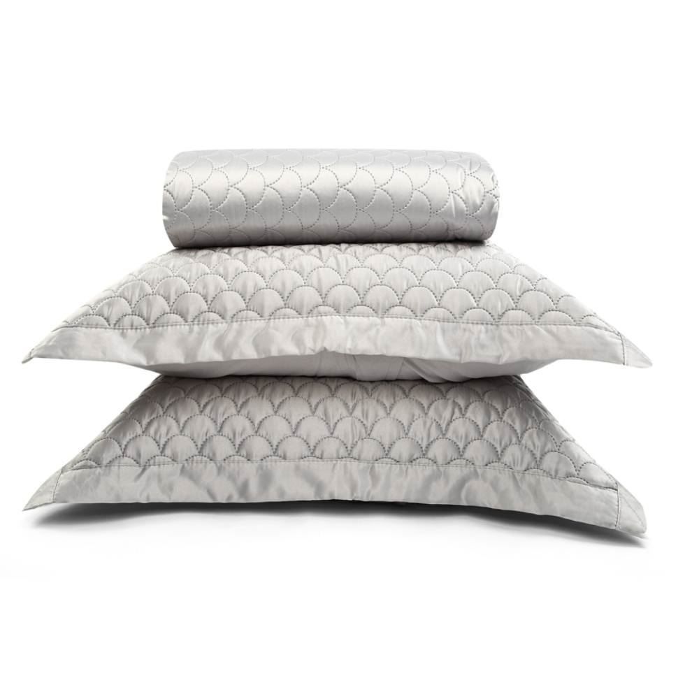 Kit Colcha Queen Acetinada Havan Casa 3 Pçs - Prata