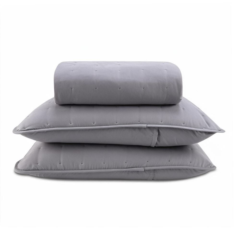 Kit Colcha Queen Elegance 3 pçs Havan Casa - Cinza