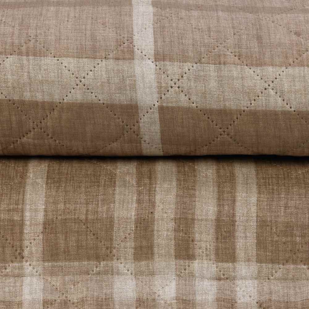 Kit Colcha Queen Estampada Versalhes/Napoli Havan Casa 3 Peças - Xadrez Bege