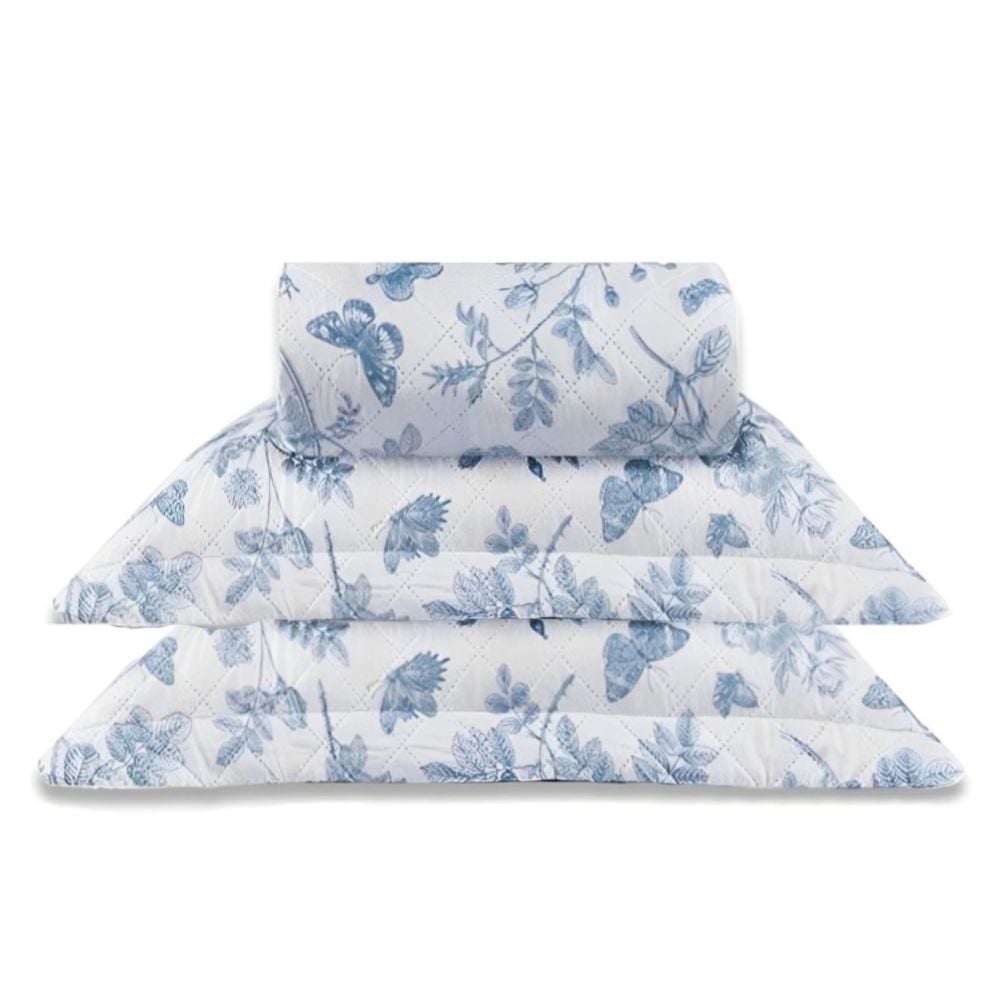 Kit Colcha Queen Versalhes/Napoli Havan Casa 3 Peças - Floral Azul