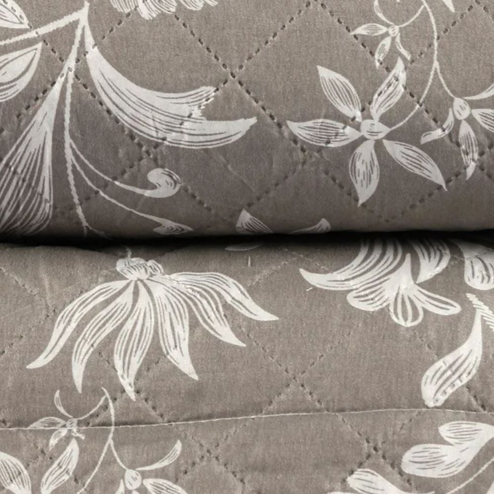Kit Colcha Queen Versalhes/Napoli Havan Casa 3 Peças - Floral Taupe