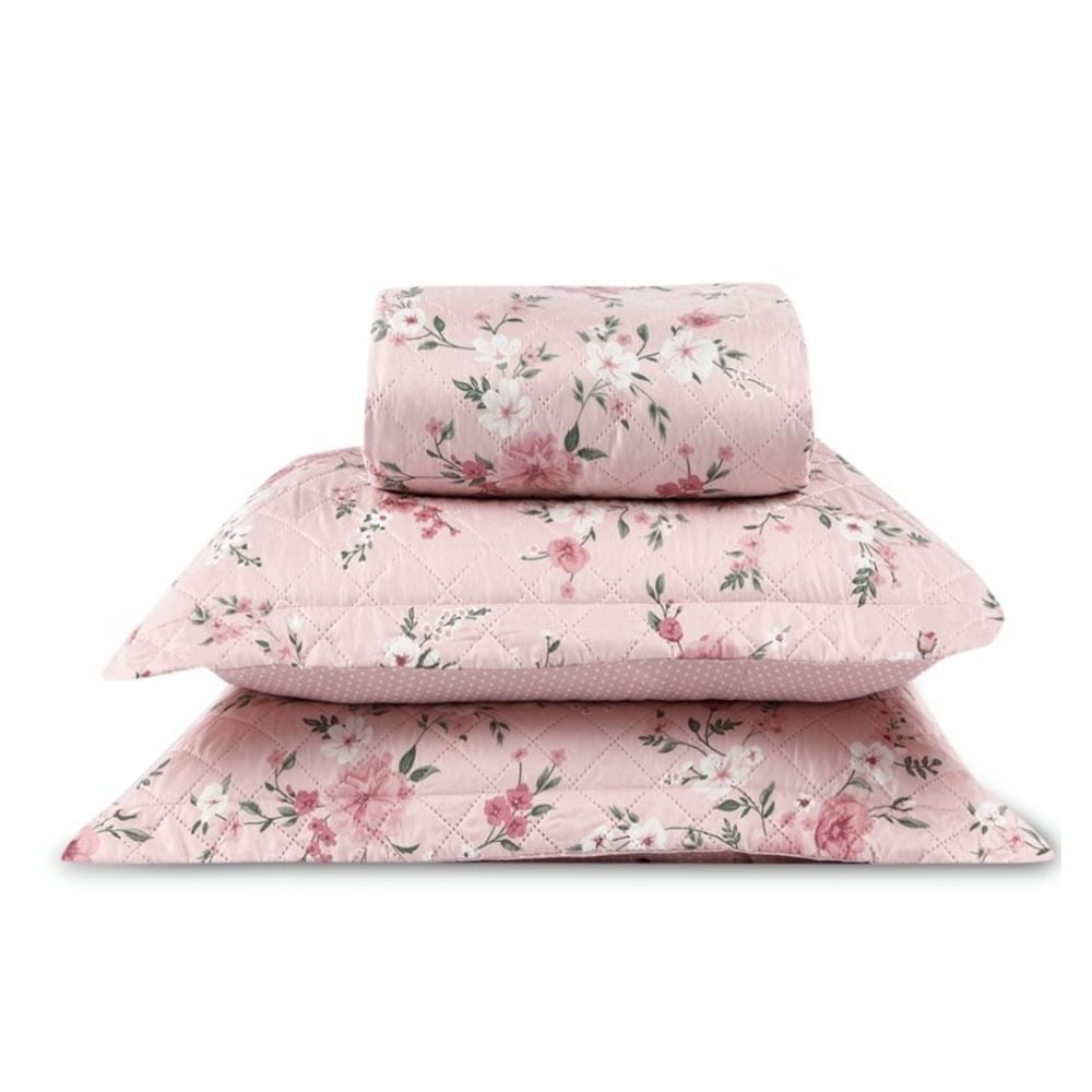 Kit Colcha Queen Versalhes/Napoli Havan Casa 3 Peças - Floral Rose