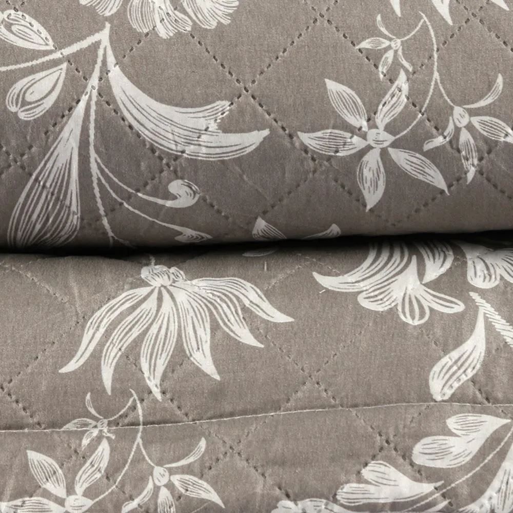 Kit Colcha Solteiro 150 Fios Havan Casa 2 pçs - Floral Taupe