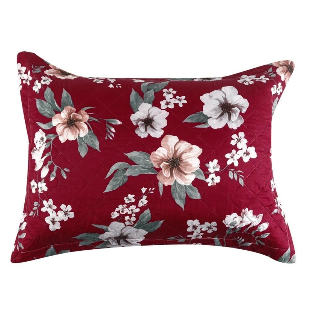 Kit Colcha Solteiro Estampada Versalhes Havan Casa 2 Peças - Toscana Vinho Floral