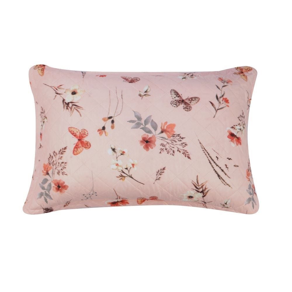 Kit Colcha Solteiro Estampada Versalhes/Napoli Havan Casa 2 Peças - Floral Borboleta Rose