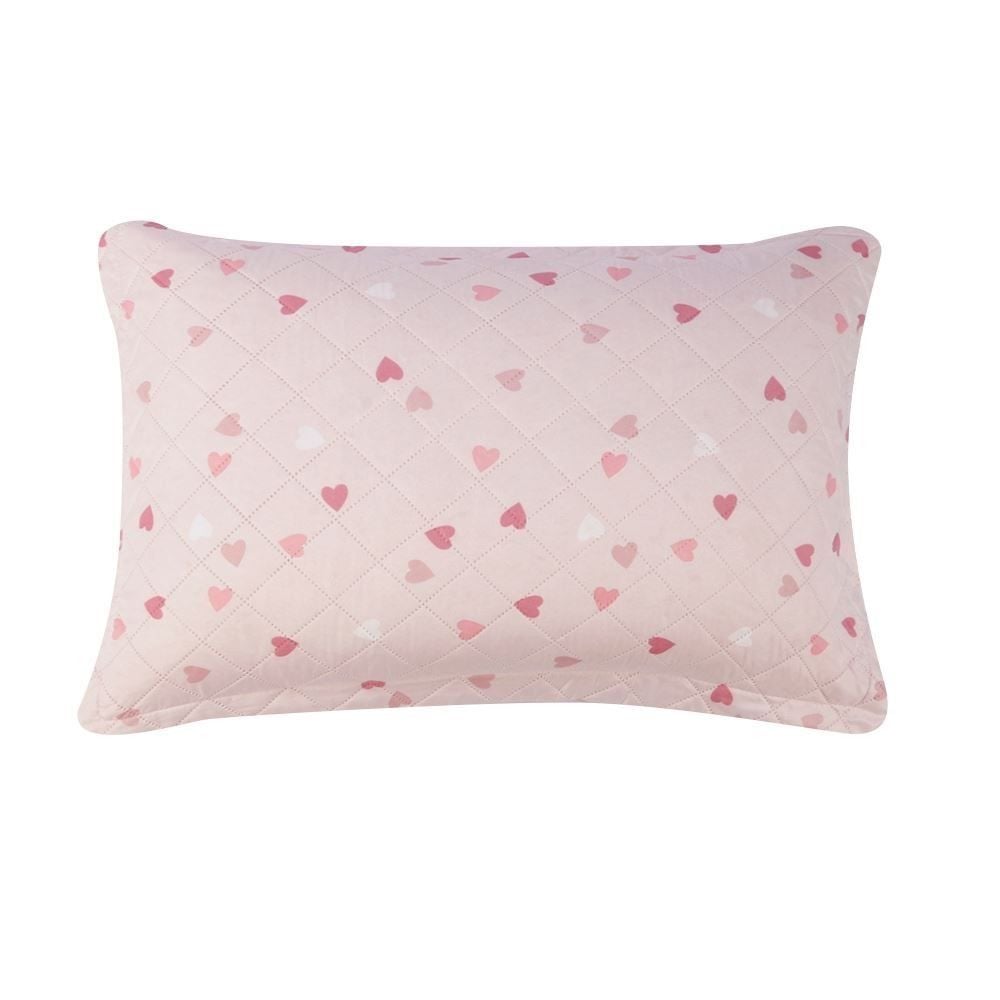 Kit Colcha Solteiro Estampada Versalhes/Napoli Havan Casa 2 Peças - Corações Rose