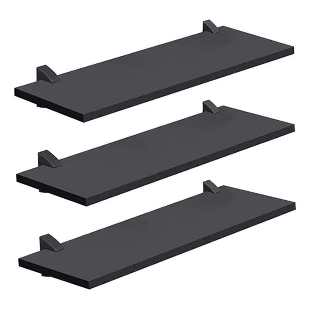 Kit Com 3 Prateleiras Com Suporte 20X60cm Prat-K - Preto