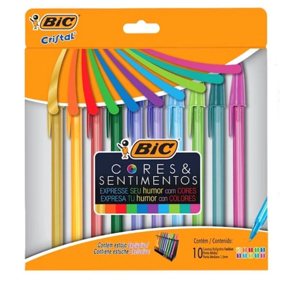 Kit De Canetas Esferográficas Coloridas Cores E Sentimentos Bic - 10 Peças