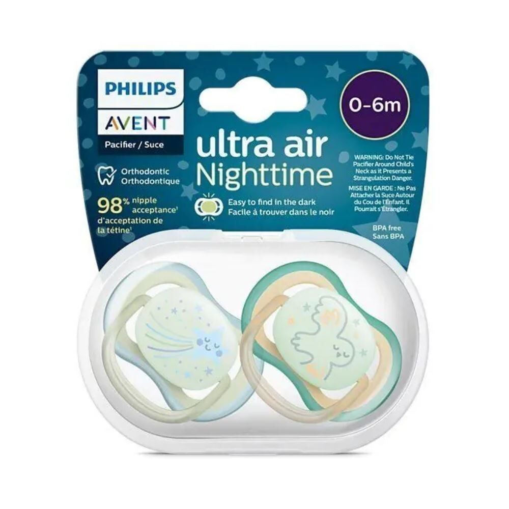 Kit de Chupetas Ultra Air Noturno Philips - 2 Peças