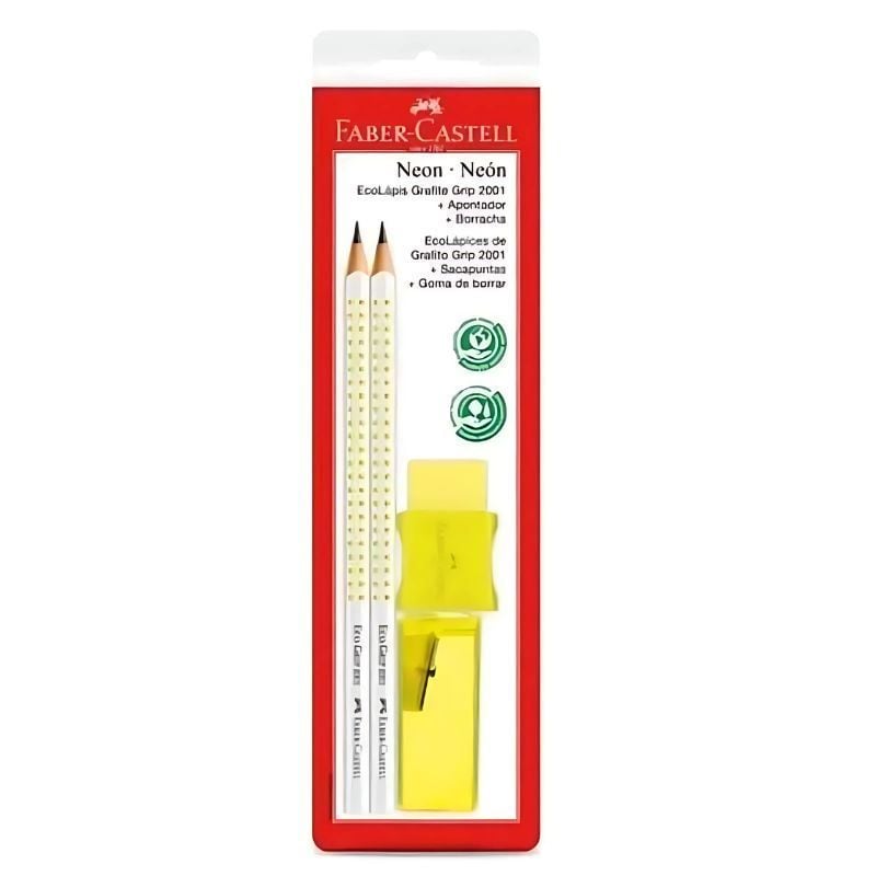 Kit Escolar Neon 4 Peças Faber Castell - Amarelo