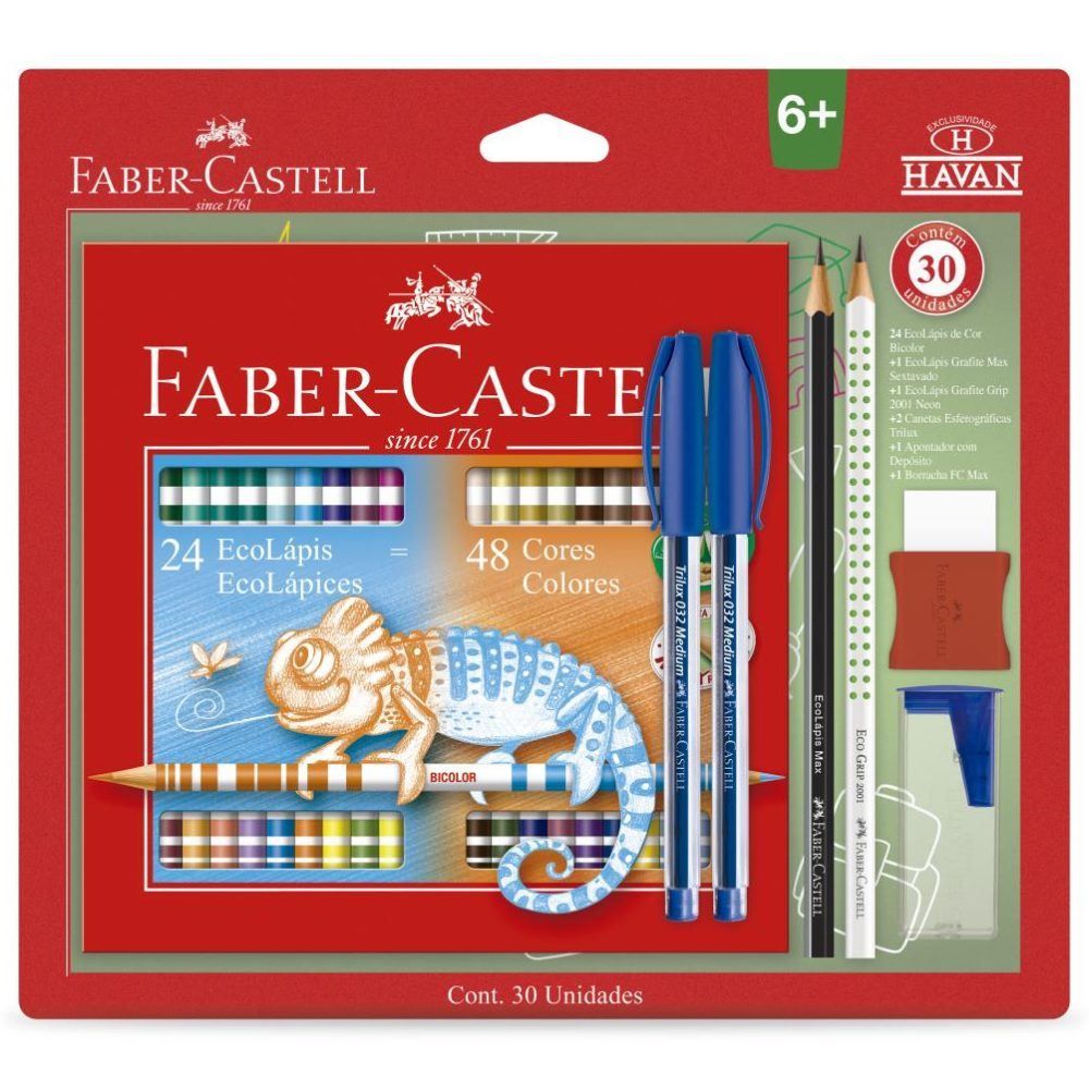Kit Escolar Faber Castell 30 Peças 48 Cores - KIT/ESCOLAR2