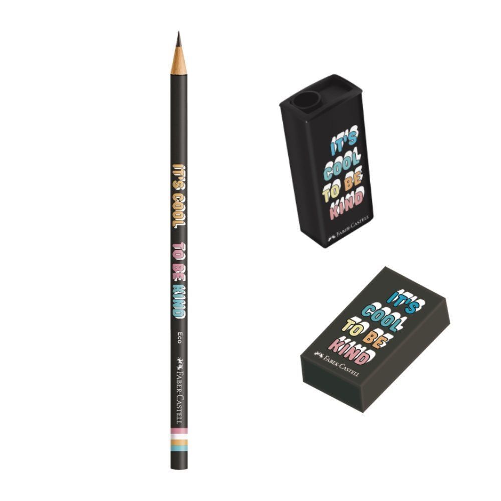 Kit Escolar Faber Castell Com Lápis + Apontador + Borracha - Preto