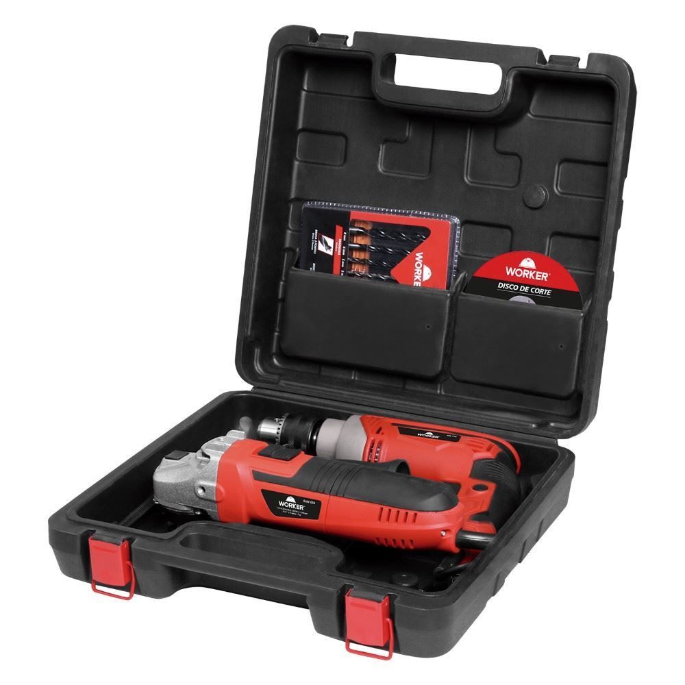 Kit Esmerilhadeira e Furadeira 24 Peças Worker