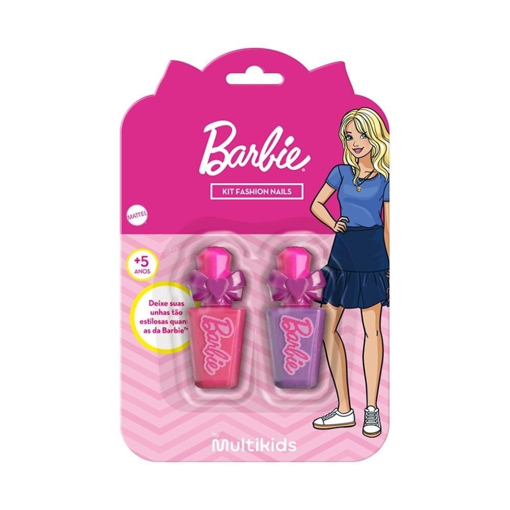 Esmaltes Infantil Kit Fashion Nails com 2 Esmaltes Barbie Multikids