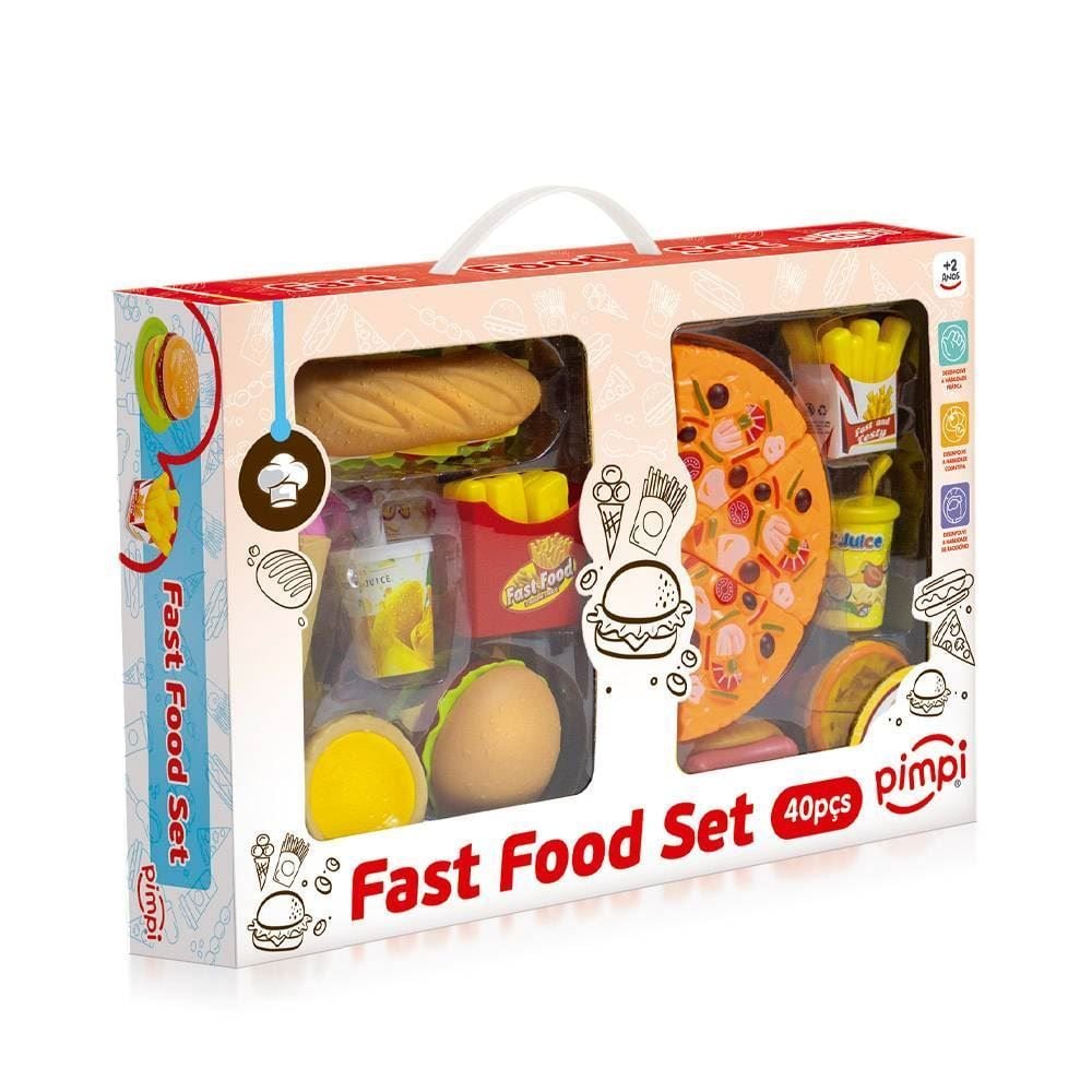 Kit Fast Food Brinquedo Cozinha Infantil Educativa Pimpi - 40 peças