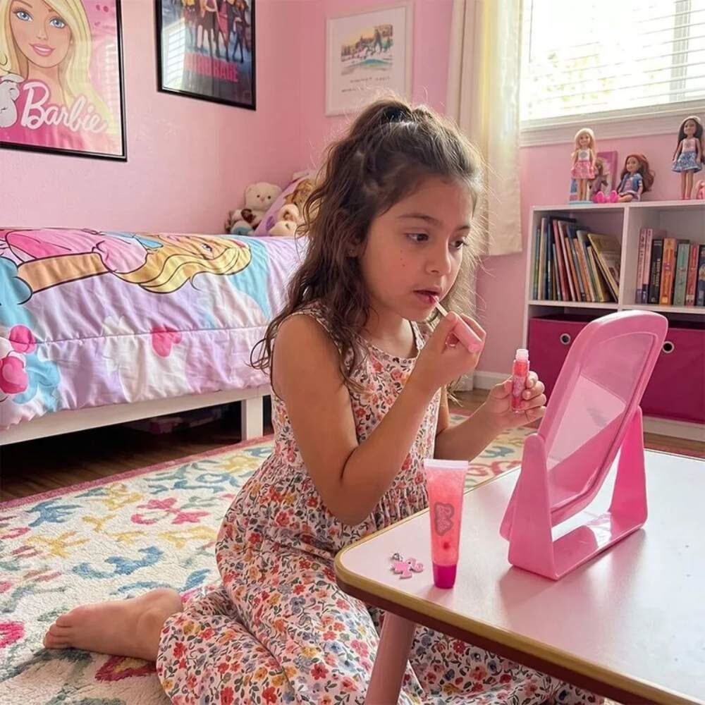 Maquiagem Infantil Kit Glam com 2 Glosses e Chaveiro Barbie Multikids