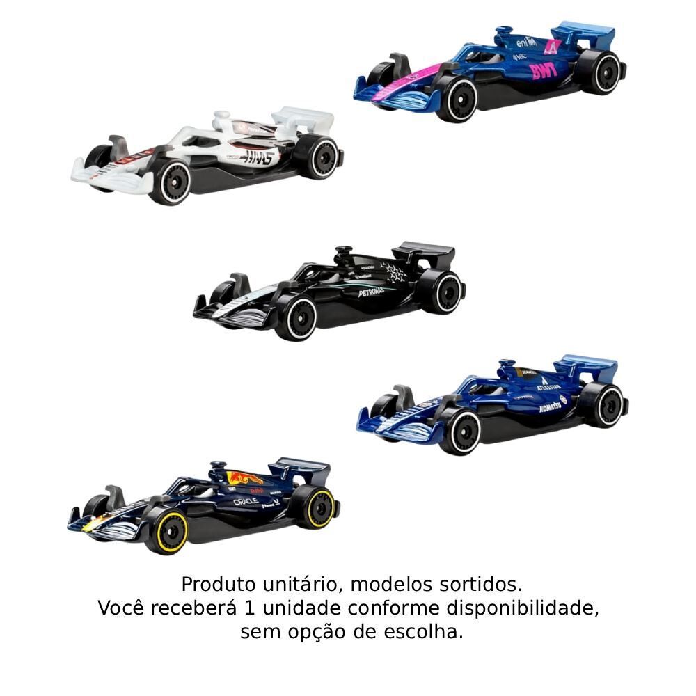 Kit Hot Wheels com 5 Carros Fórmula 1 Mattel - Sortido