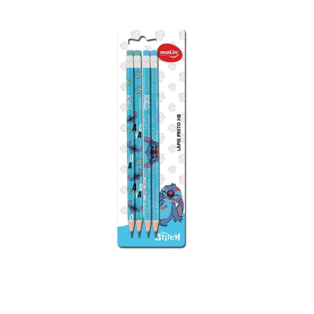 Kit Lápis De Escrever Do Stitch Molin Grafita Hb 4Pçs - 31322