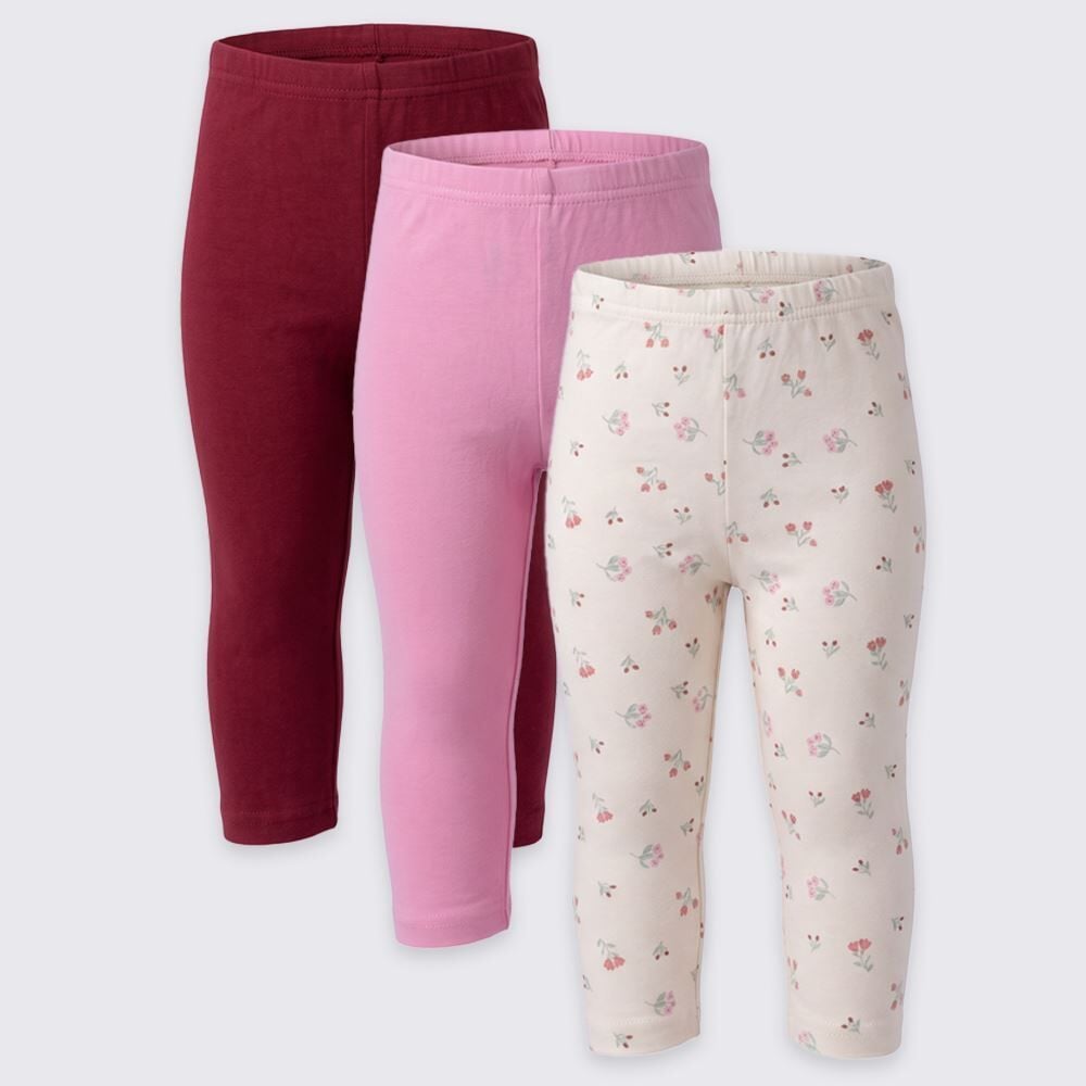 Kit Legging Bebê 0 a 12 Meses Menina Yoyo Baby - BEGE FLORZINHAS P