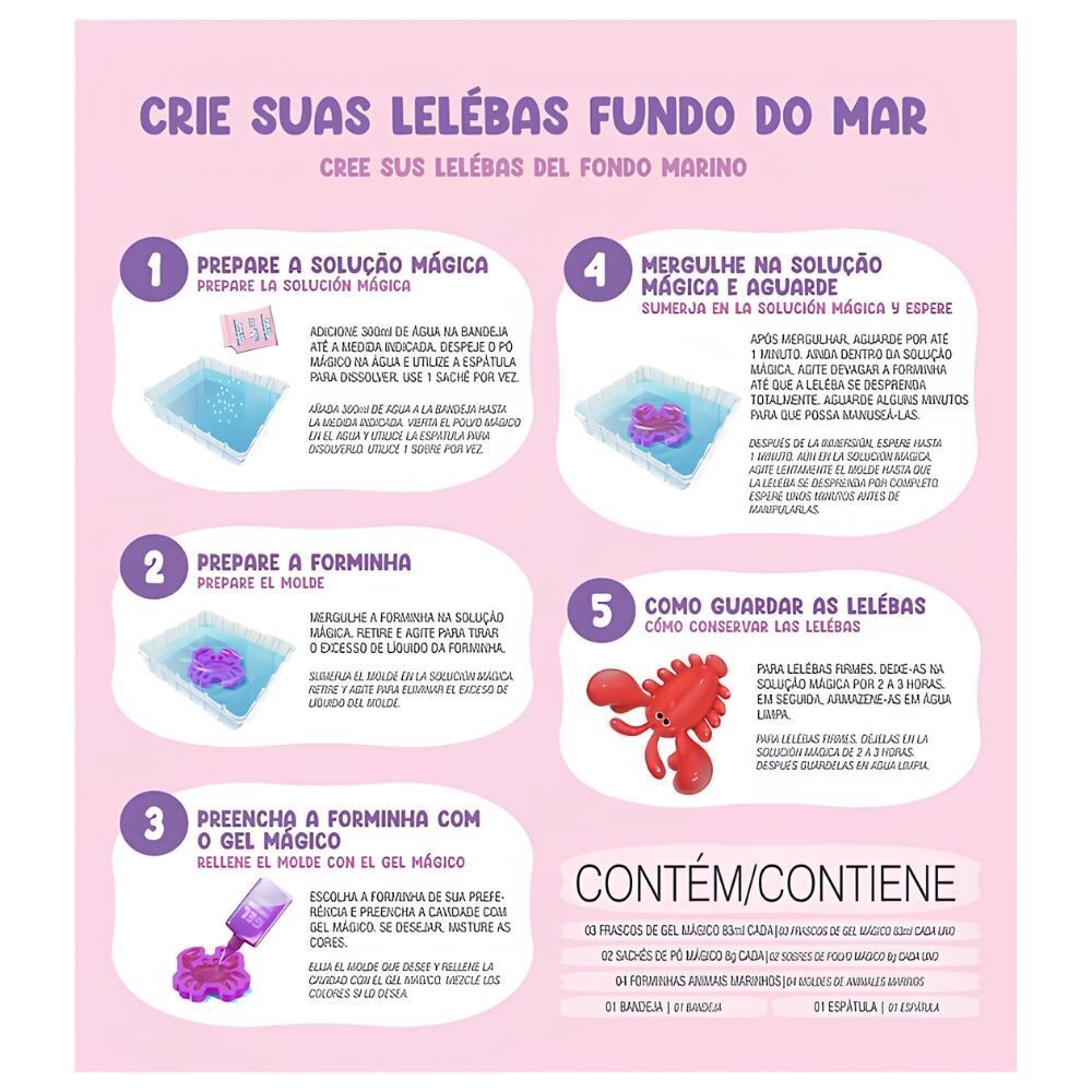 Kit Leléba Gel Mágico Mar Doce Brinquedo