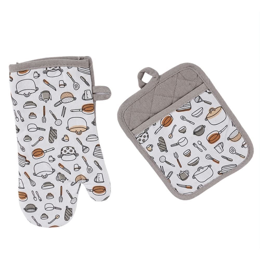 Kit Luva e Pegador de Panelas Napoli Jolitex - Cinza Utensílios