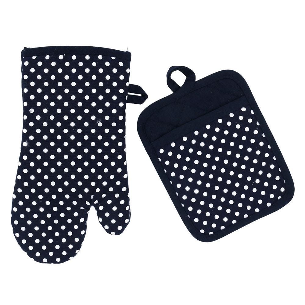 Kit Luva e Pegador de Panelas Napoli Jolitex - Poa Azul