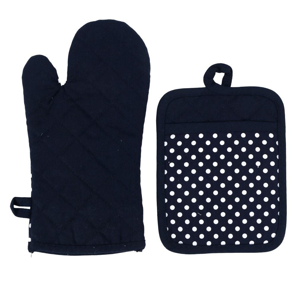 Kit Luva e Pegador de Panelas Napoli Jolitex - Poa Azul