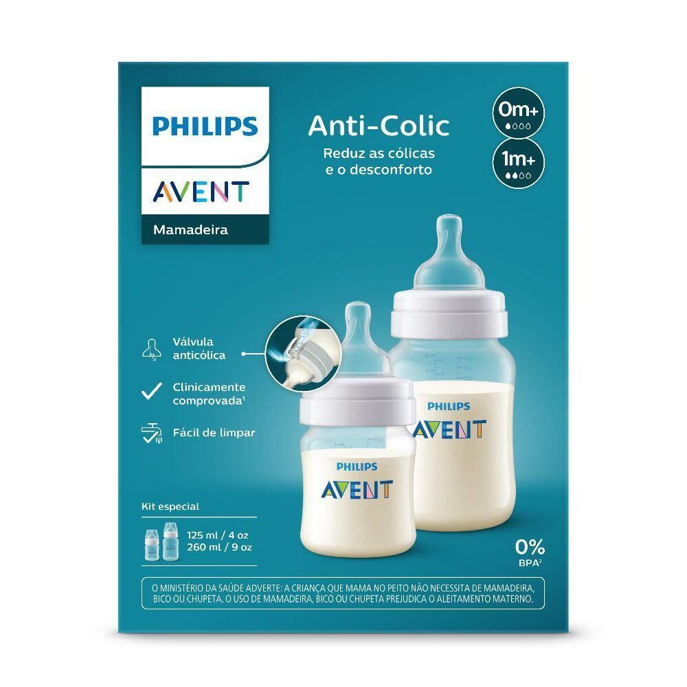 Kit Mamadeiras Anticólica Philips Avent - 2 Peças