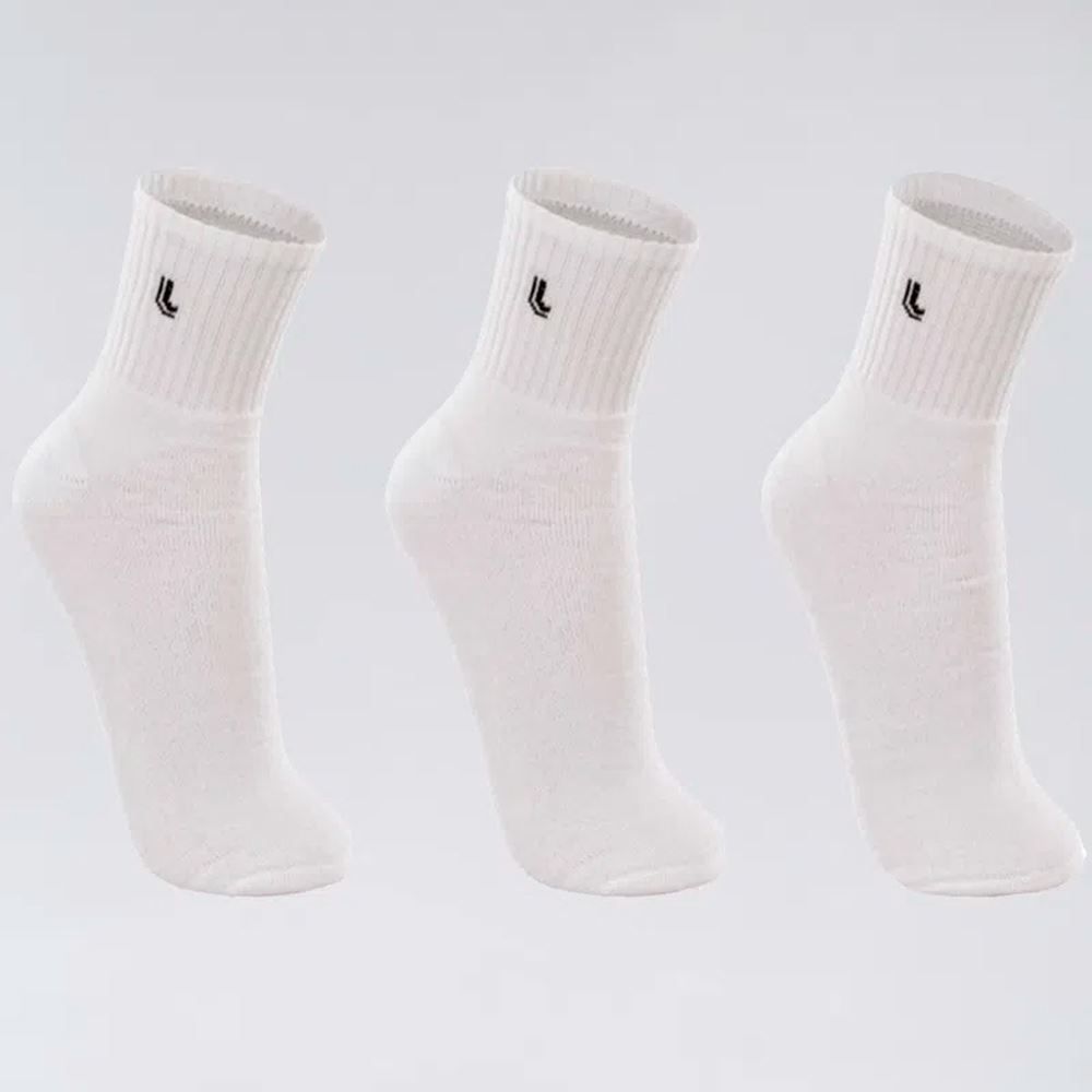 Kit Com 3 Pares De Meias Adulto Cano Médio Lupo - Branco