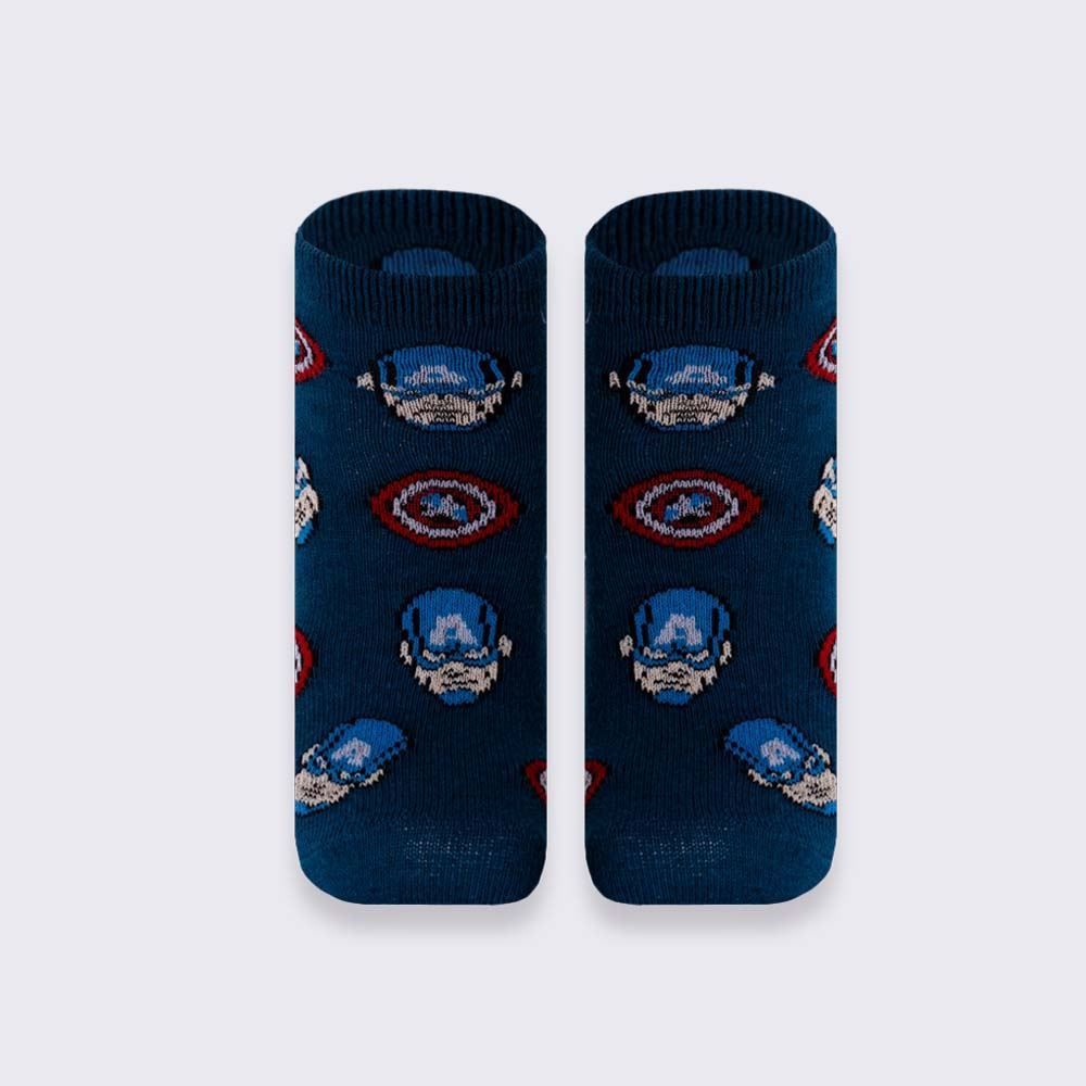 Kit Meia Infantil Com 2 Pares Cano Curto Capitão América Marvel