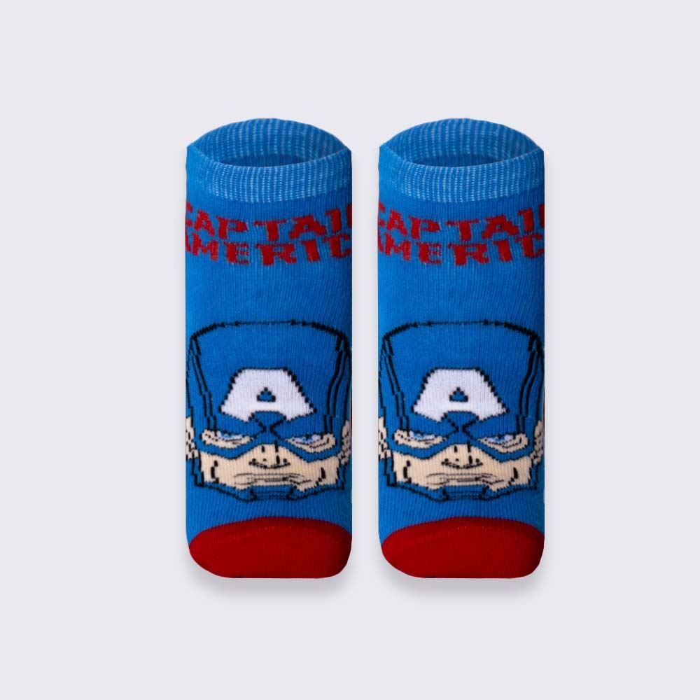 Kit Meia Infantil Com 2 Pares Cano Curto Capitão América Marvel