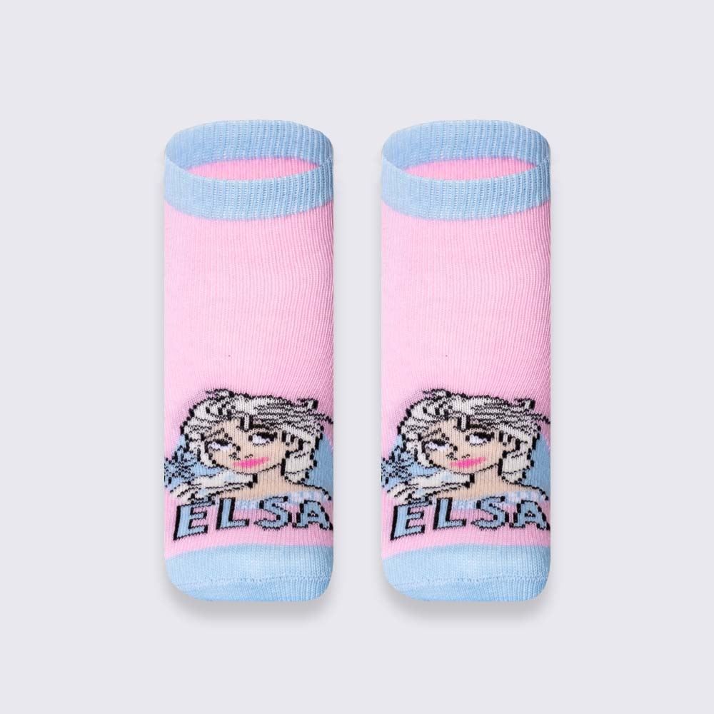Kit Meia Infantil Com 2 Pares Cano Curto Elsa Disney