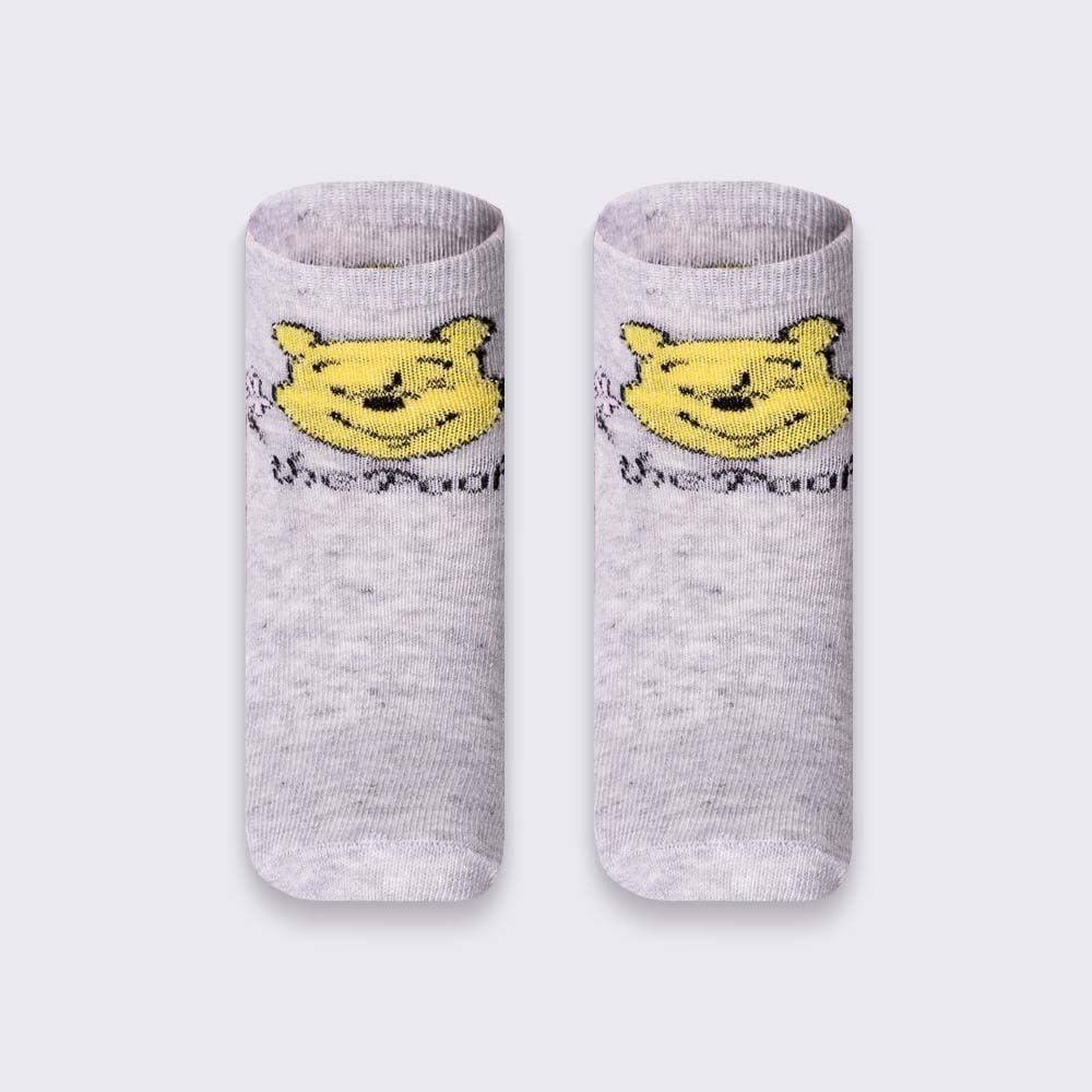 Kit Meia Infantil Com 2 Pares Cano Curto Ursinho Pooh Disney