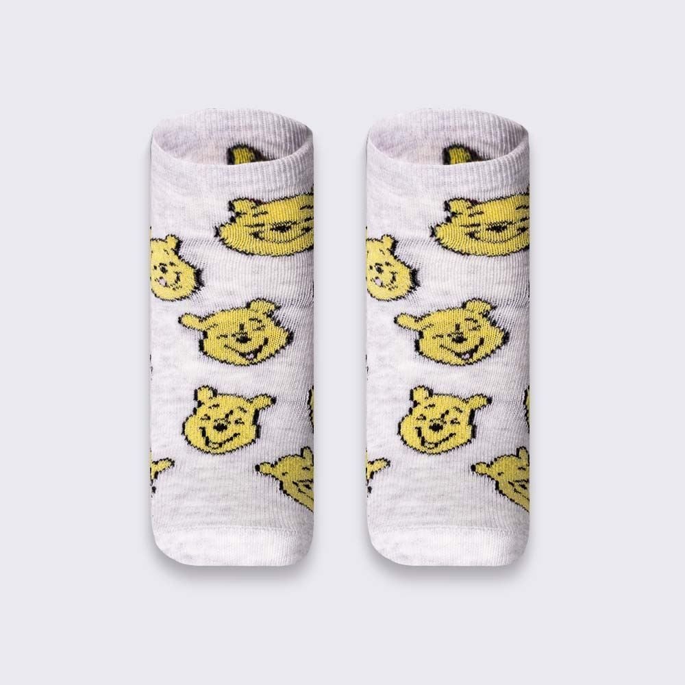 Kit Meia Infantil Com 2 Pares Cano Curto Ursinho Pooh Disney