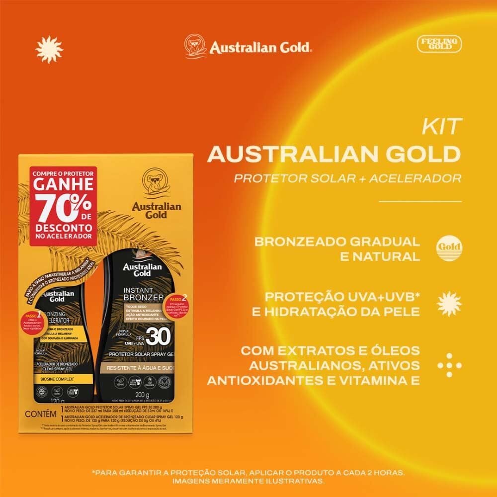 Kit Protetor Solar Fps 30 200G Acelerador Australian Gold 120G
