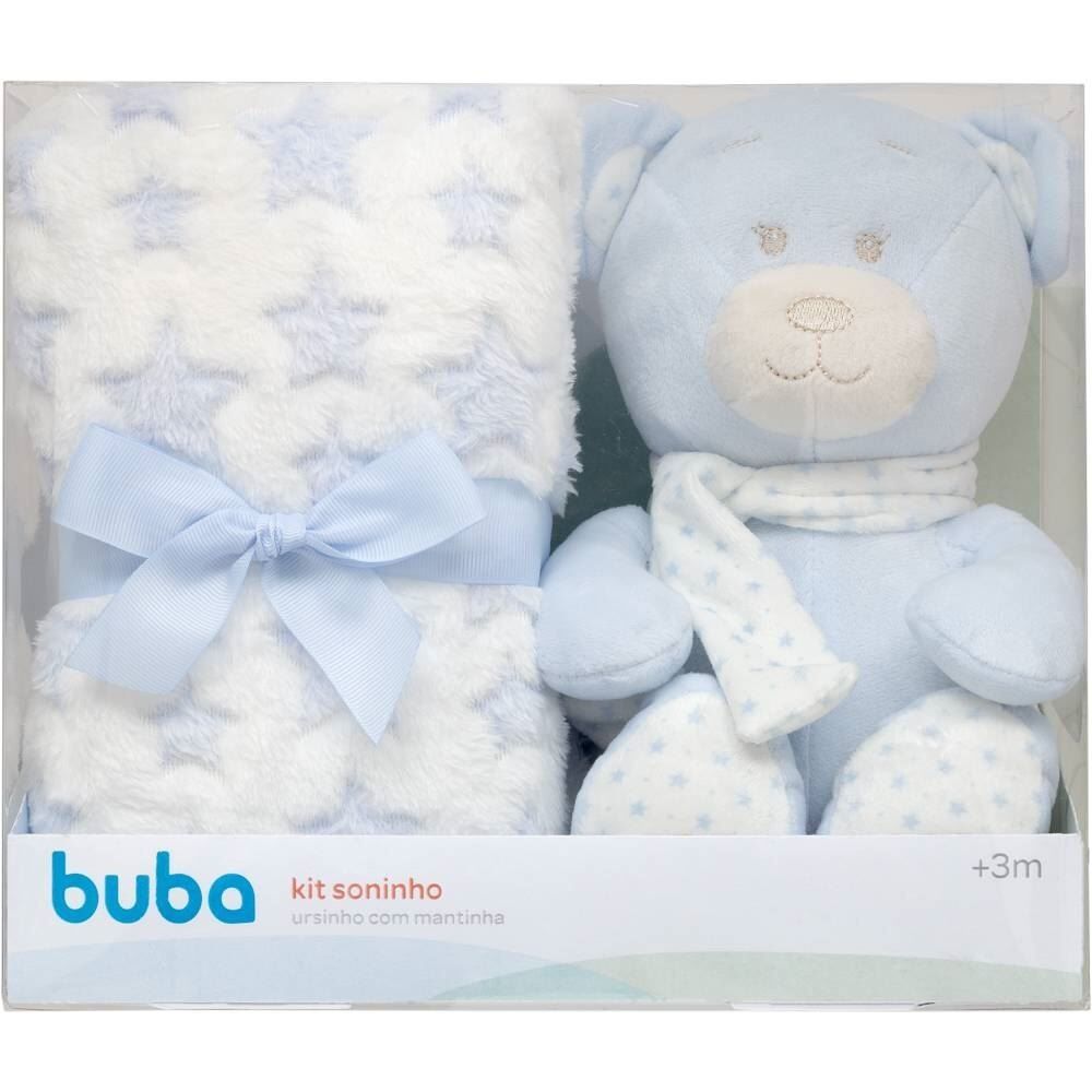 Kit Ursinho com Mantinha Soninho Buba - Azul