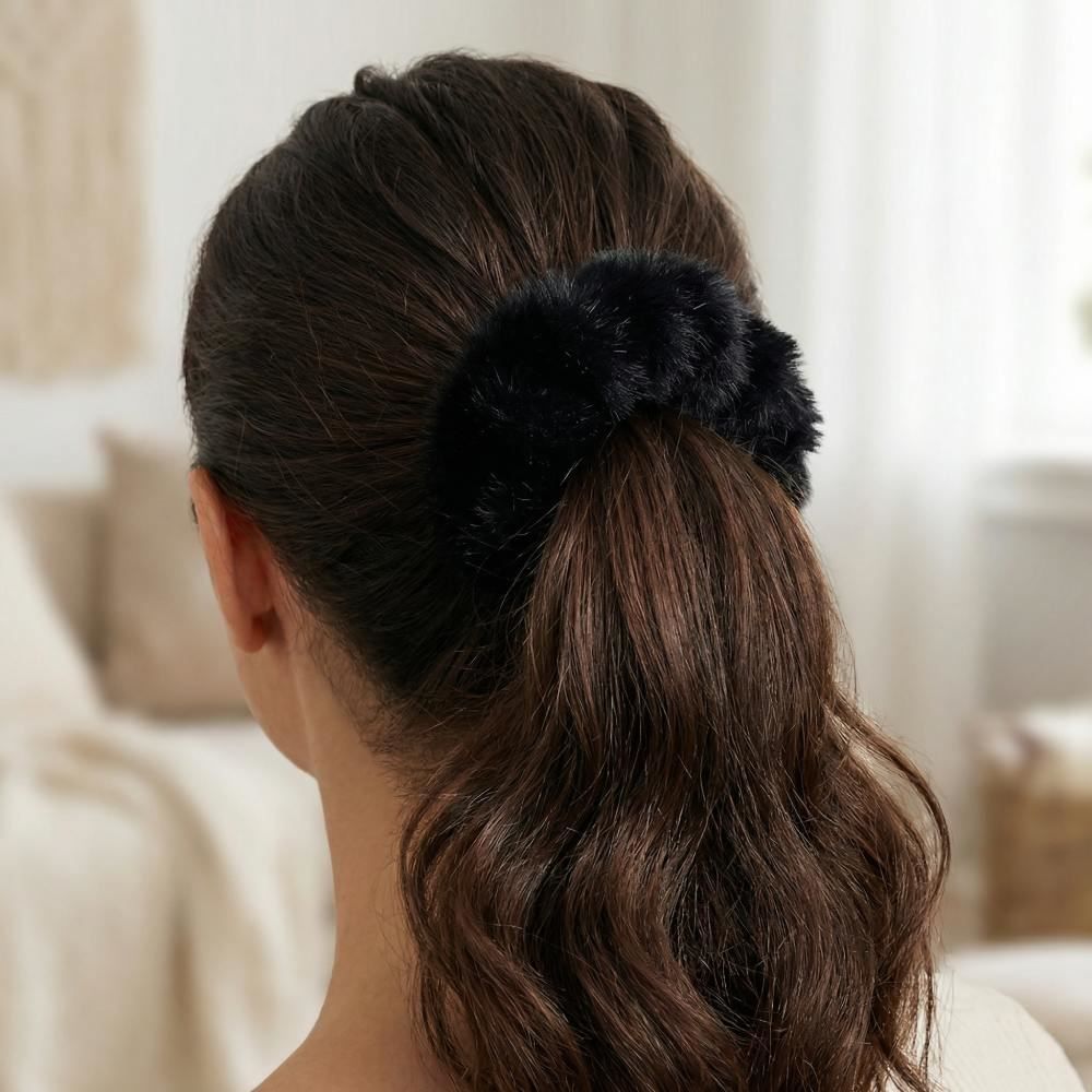 Laço de Cabelo de Pelúcia Tamanho Pequeno Thepró Vogue - Preto