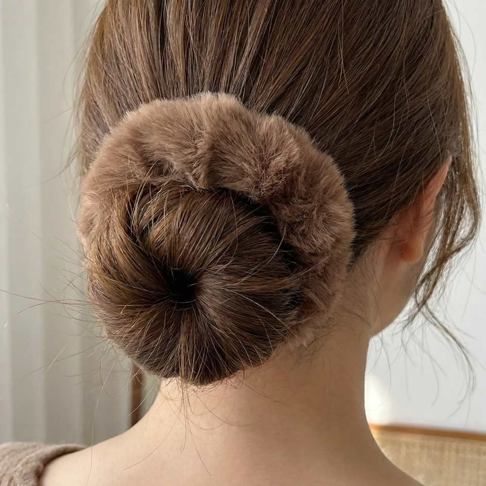 Laço de Cabelo de Pelúcia Tamanho Pequeno Thepró Vogue - Castanho Claro