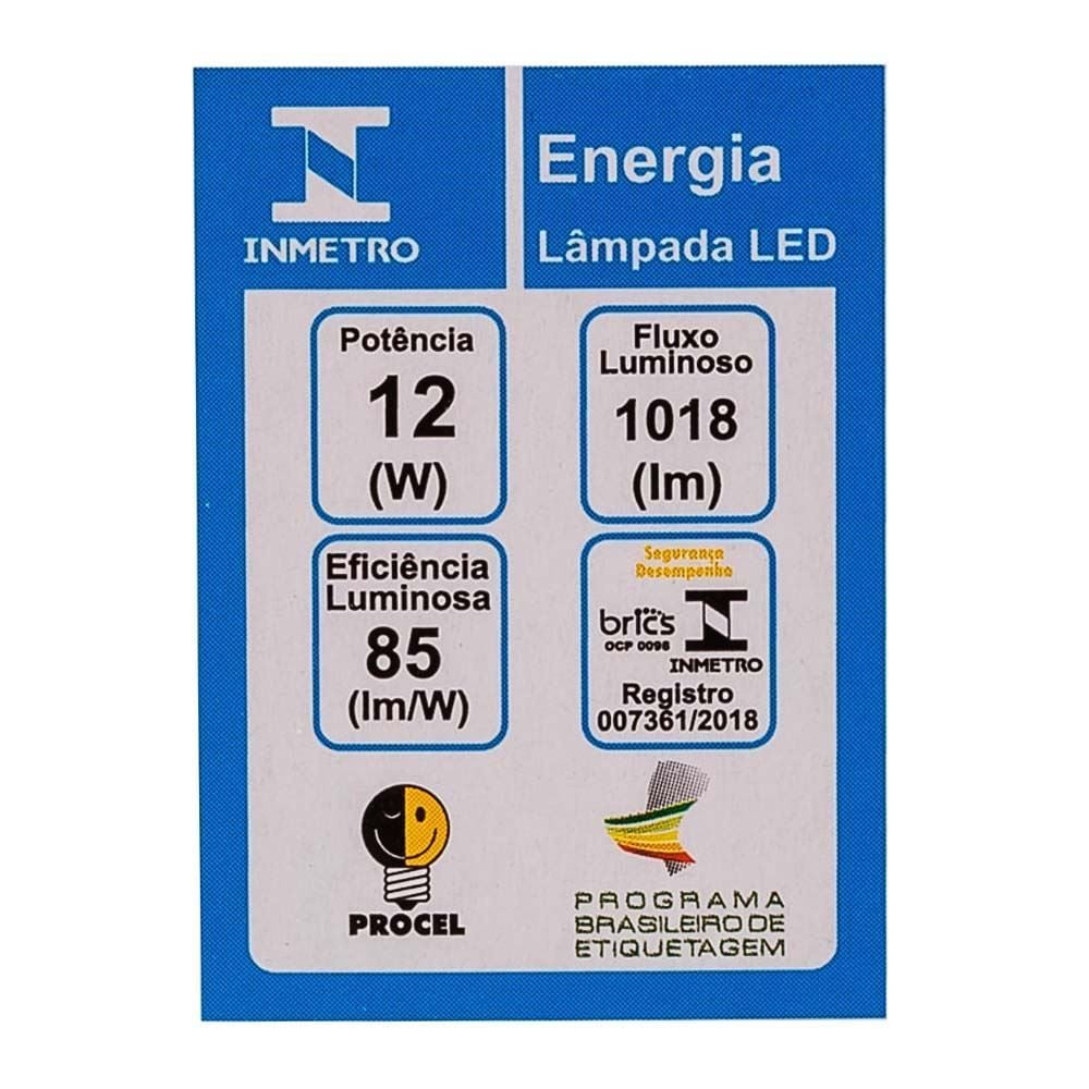Lâmpada Led 12W 6500K Luz Fria Tkl80 Taschibra - Bivolt