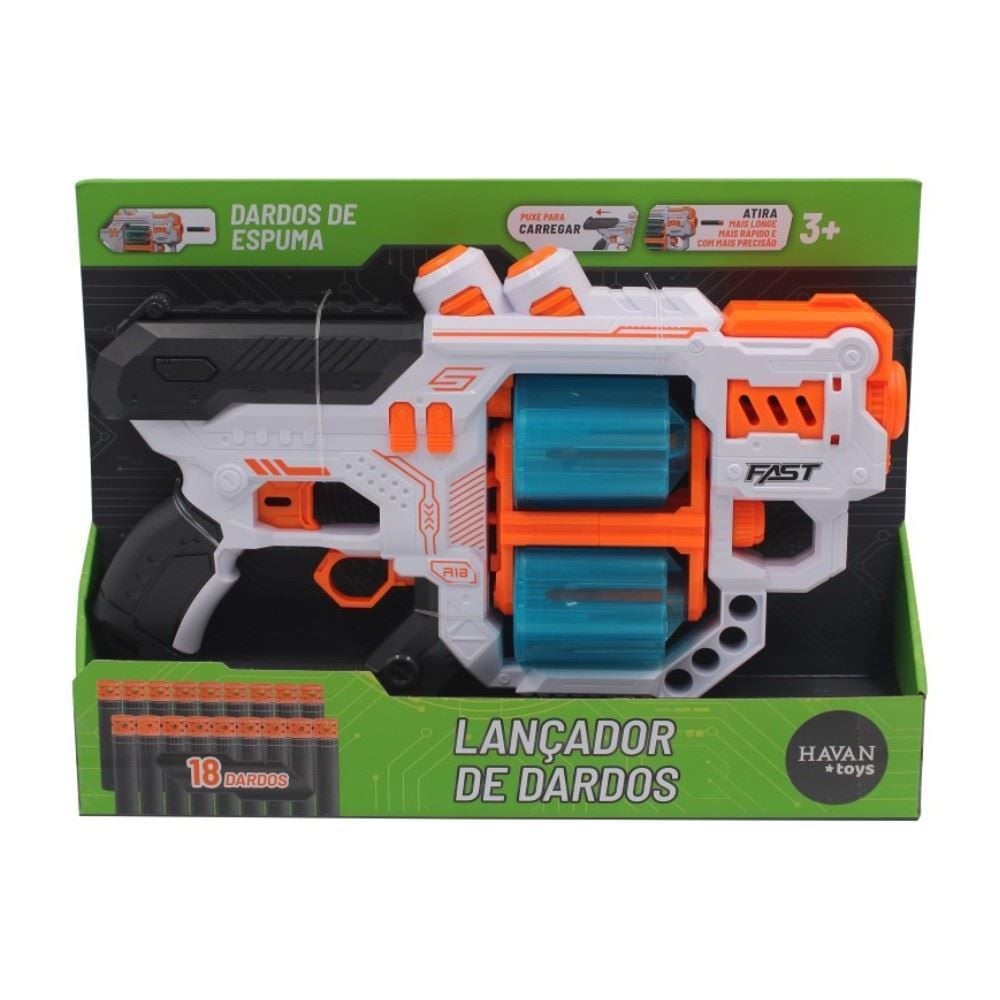 Lançador De Dardos Tambor Duplo Com 18 Refis Havan Toys - ST78274