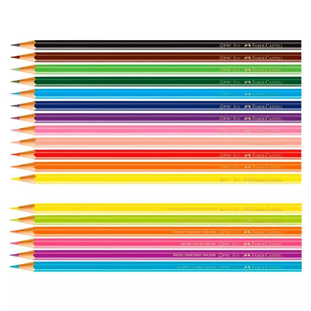 Lápis De Cor 12 Cores + 6 Lápis Neon Faber Castell - 18 Unidades
