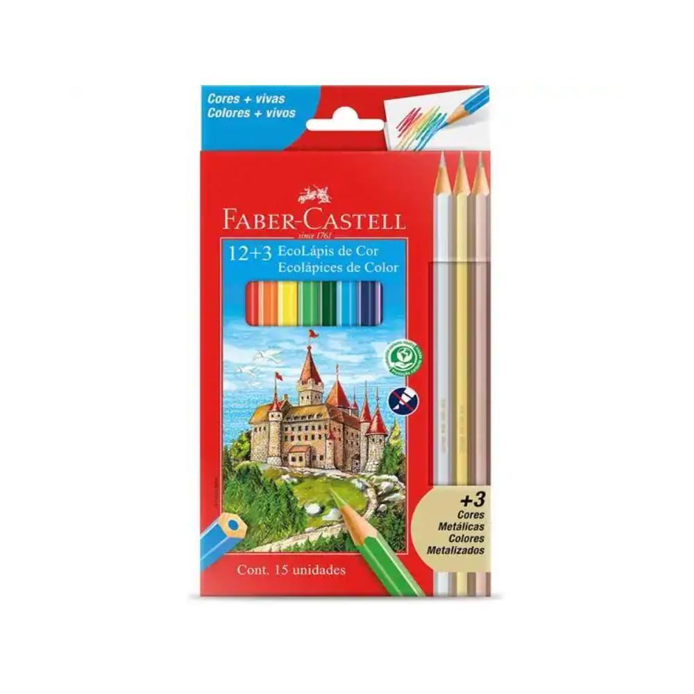 Lápis De Cor 12 Cores E 3 Lápis Cores Metálicas Faber Castell - 15 Unidades