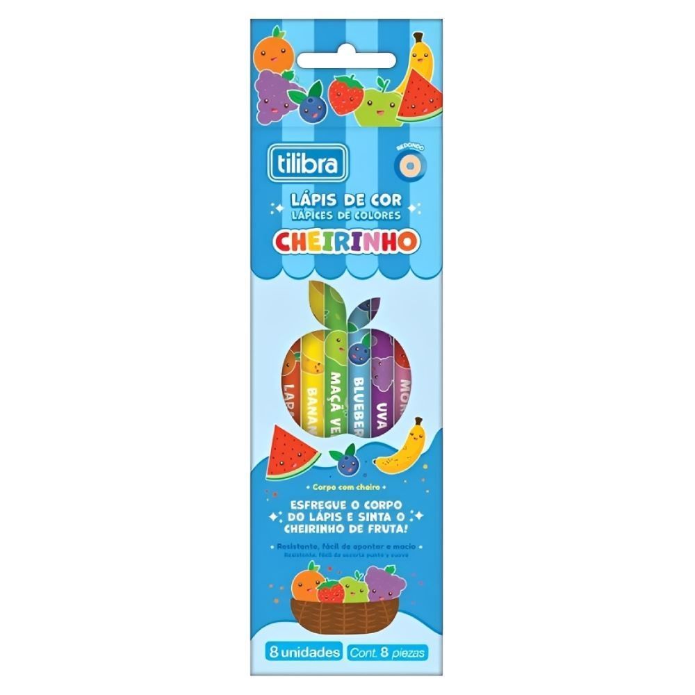 Lápis de Cor com Cheirinho 8 Cores Tilibra - 8 Unidades