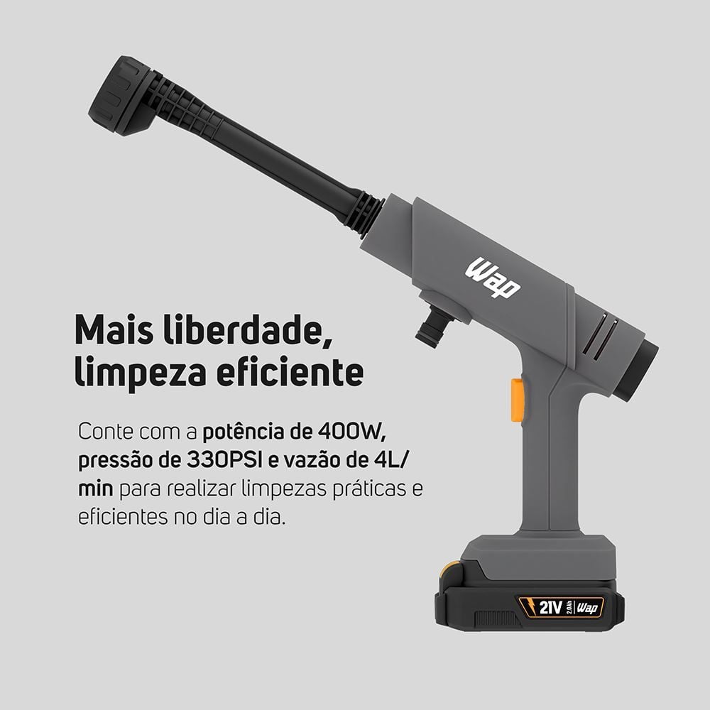 Lavadora de Alta Pressão Portátil Wap K21 Hpw01 21V 330 Psi - BIVOLT
