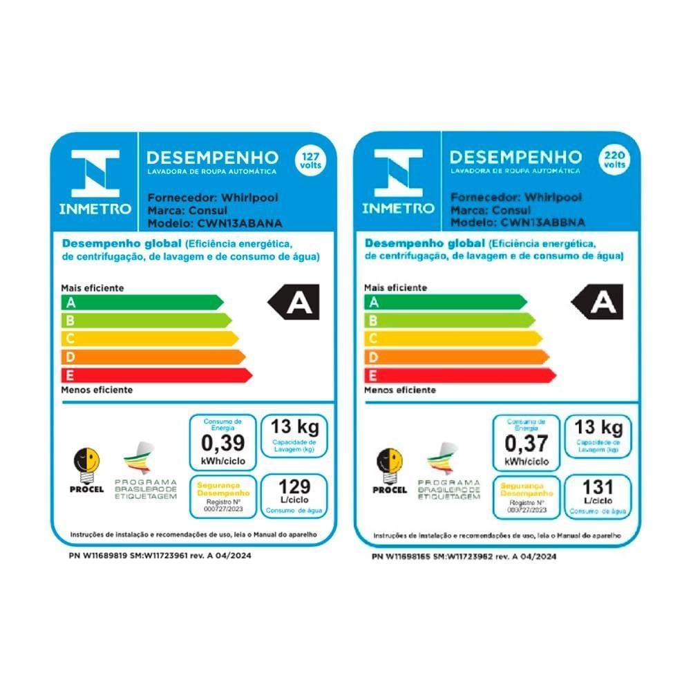Lavadora de Roupas Consul 13 KG Com Modo Eco CWN13AB
